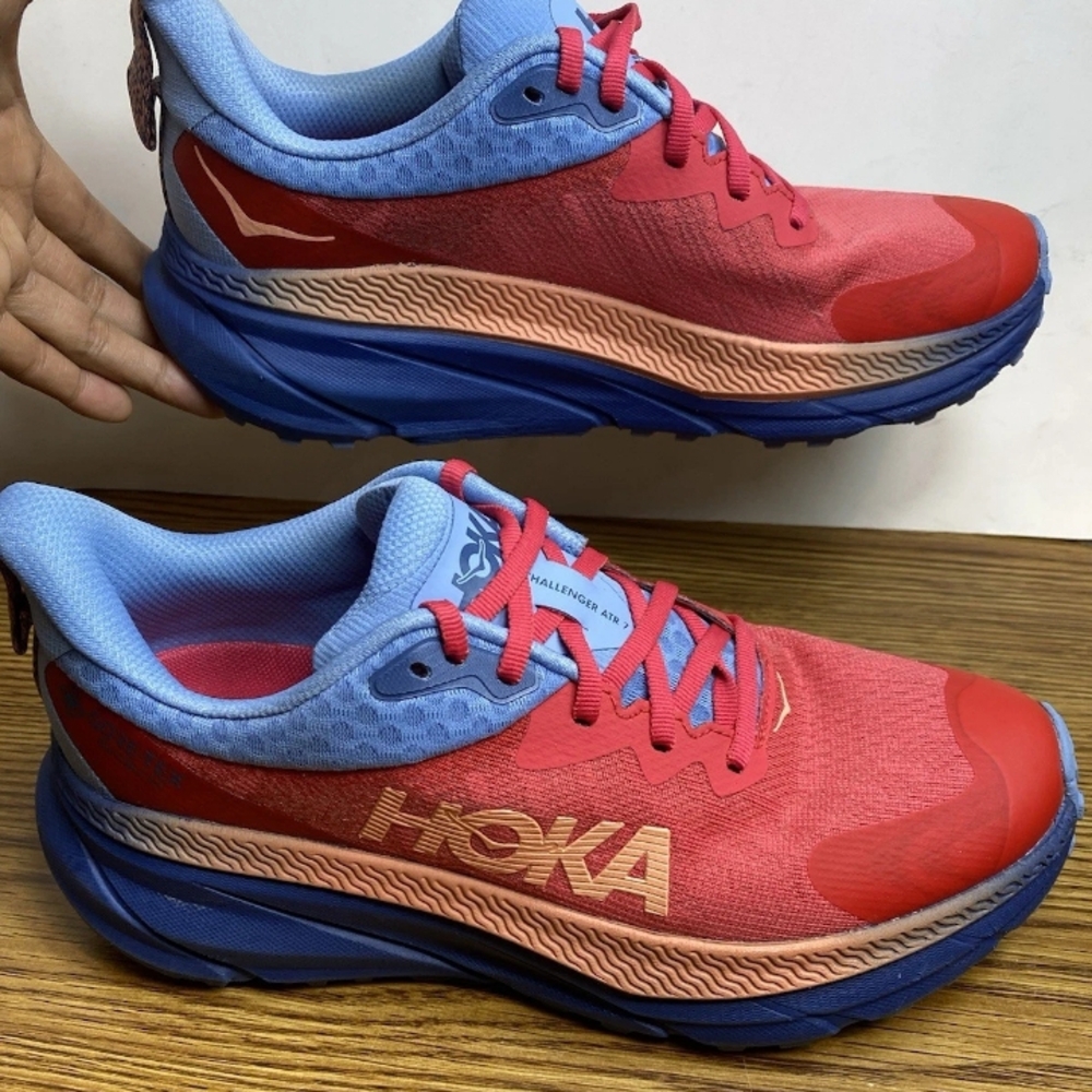 Hoka Women's Red and Light Blue Athletic Shoes - Picture 3 of 15